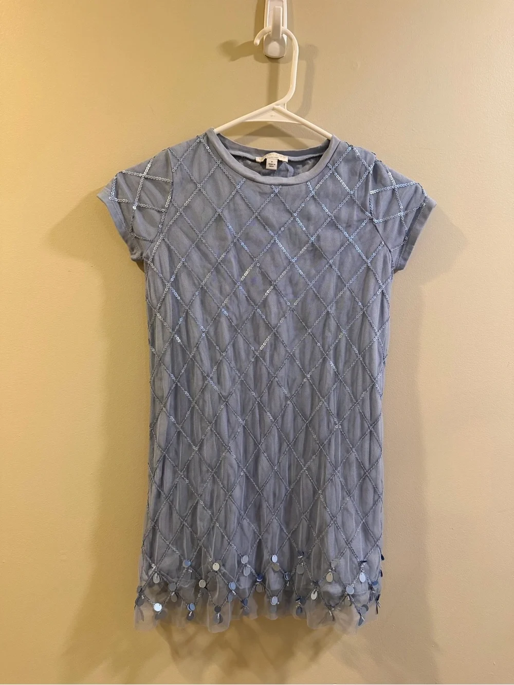 Crewcuts Light Blue Sequin Diamond-Pattern Dress